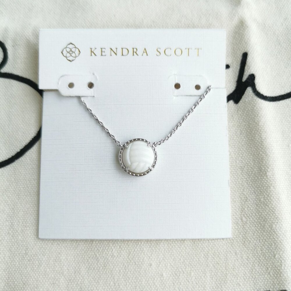 Kendra Scott Necklace - Volleyball - White Mother-of-Pearl Silver